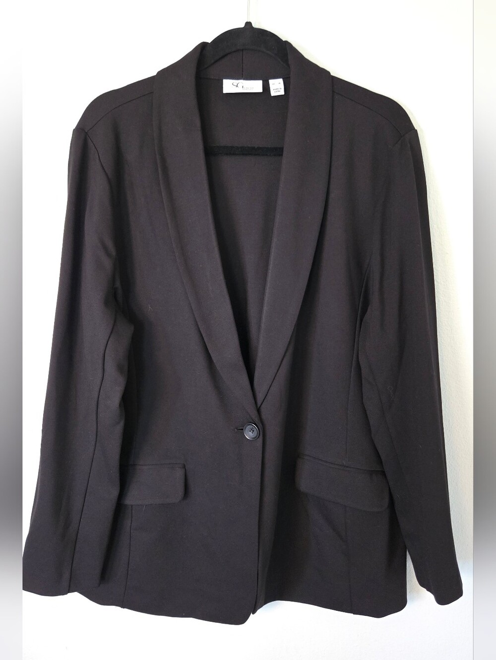 Tailored Susan Graver | NWOT Black One Button Knit Blazer Size XL